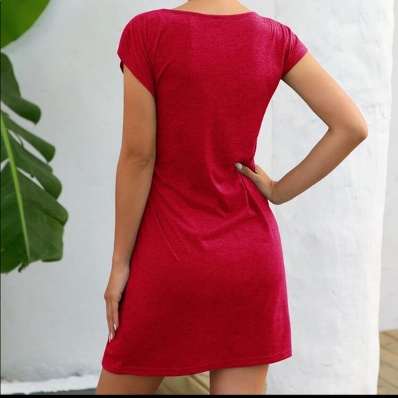 Twisted knotted knot short sleeve summer dress - Picture 8 of 8
